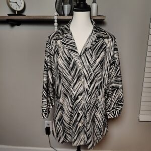 Vintage Prince Dallas Black and White Patterned Button Down Shirt